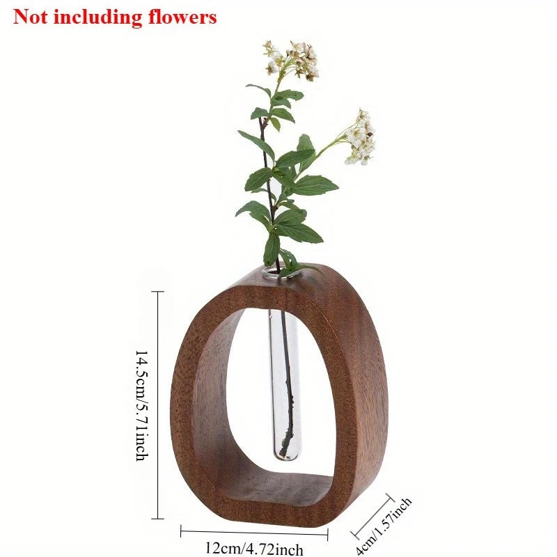 Solid Wood Flower Utensil Creative Flower Arrangement Simple Glass Plant Flower Insert Mini Water-grown Vase