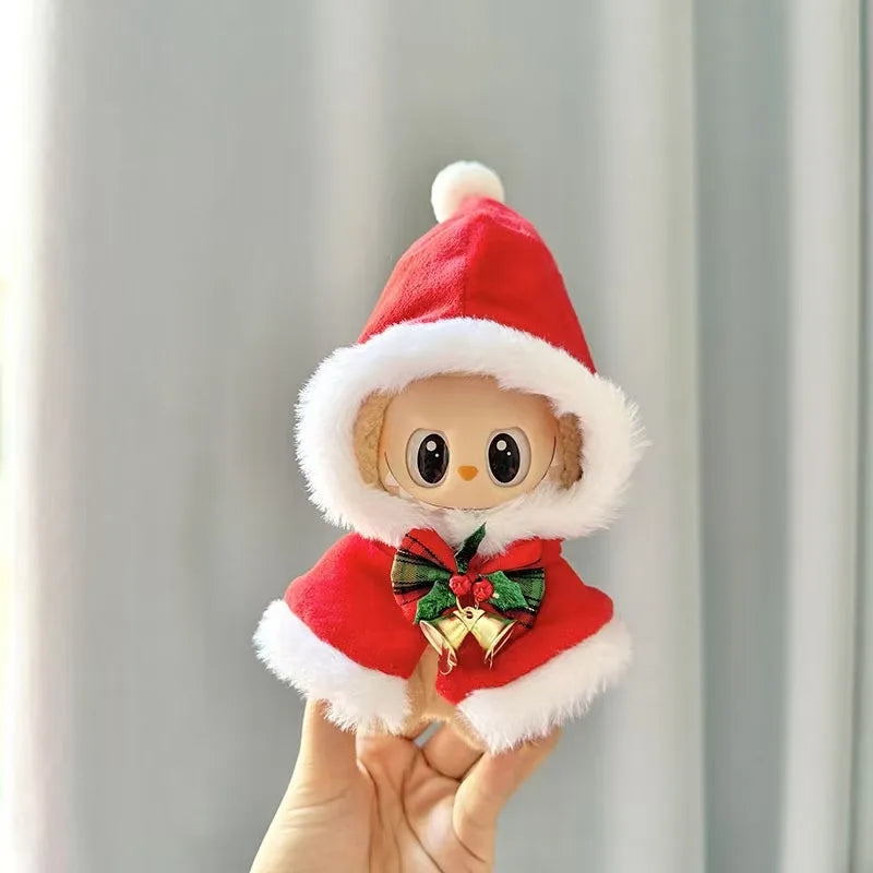17cm Labubu I II Idol Dolls Cute Mini Plush Doll'S Clothes Korea Kpop Exo Idol Dolls DIY Accessories Gifts FEAR Hoodie Set