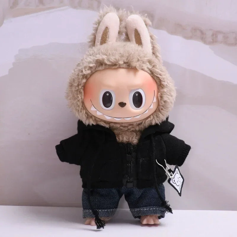 For 17cm Labubu Clothes II Idol Dolls Sitting Party The Monster Outfit Accessories Clothing DIY Kids Gift Hoodie And Jeans