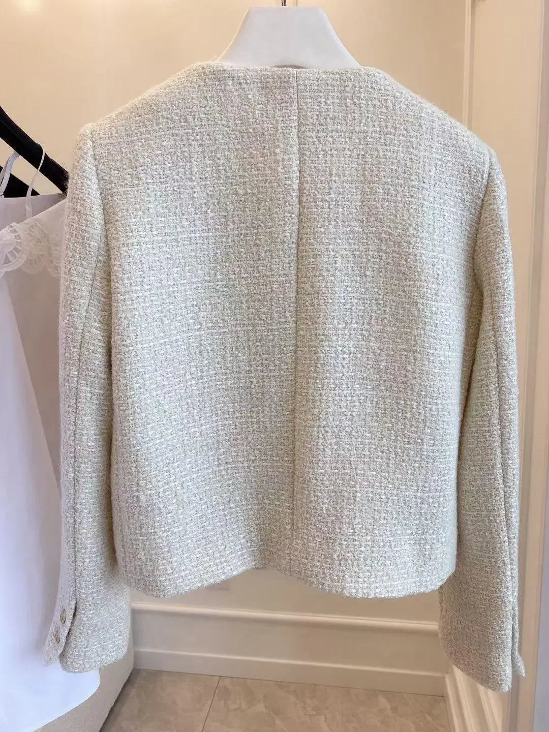 Wool Tweed Coat Fashion High-end Gold Button Short Slim Temperament Spring and Autumn Coats Women Jacket