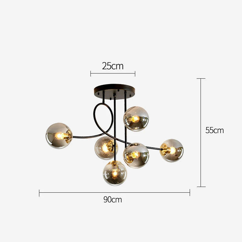 JUNYU Nordic Modern Magic Bean Glass Ceiling Chandelier LED Gold/Black Luxury Pendant Light for Living Room Bedroom Home Decor