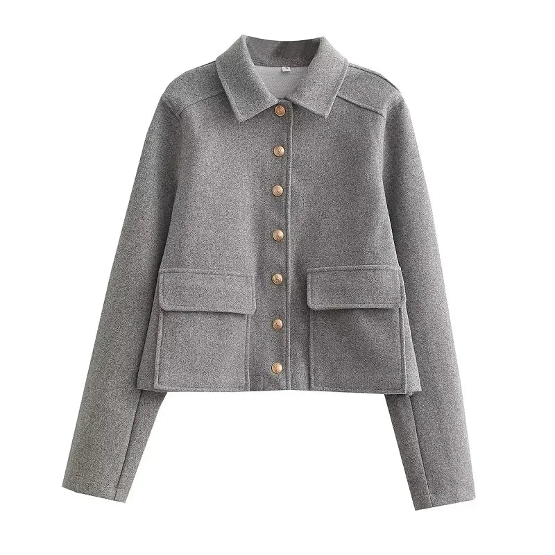 Bomber Jacket Women Button Cropped Jackets for Women Long Sleeve Women's Jackets Streetwear Coat for Women Outerwears
