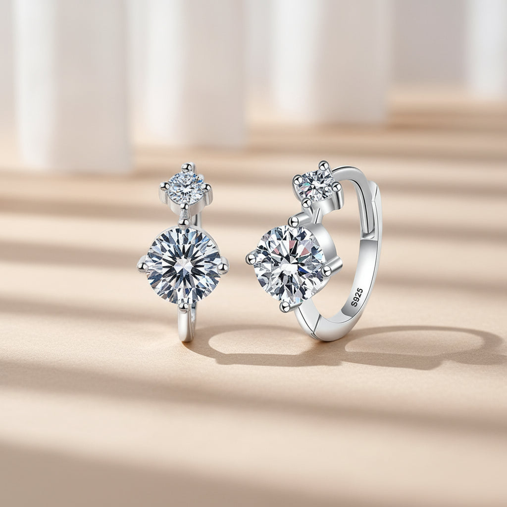 Sorrento Duet Moissanite Huggies