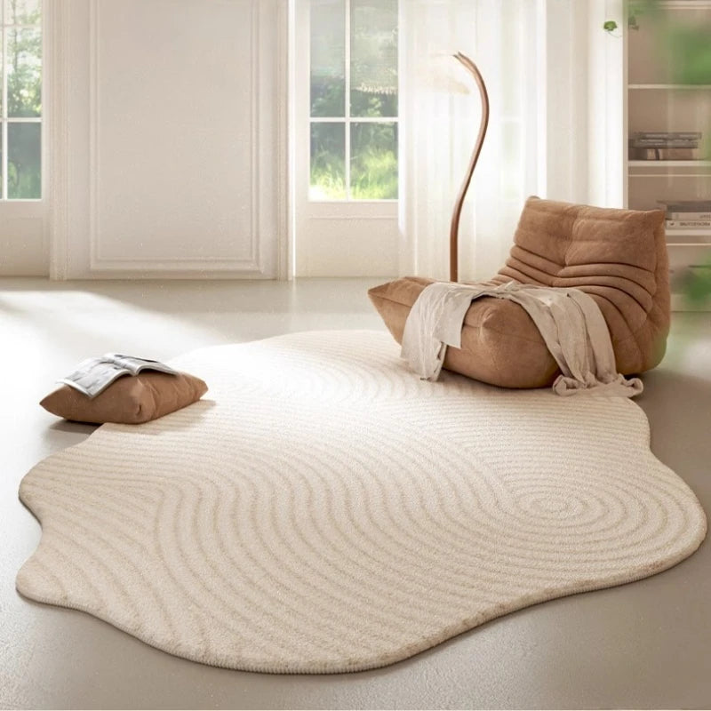 Cream Style Carpets for Living Room Irregular Shapes Bedroom Decor Soft Carpet Fluffy Plush Bedside Rug Washable Study Floor Mat