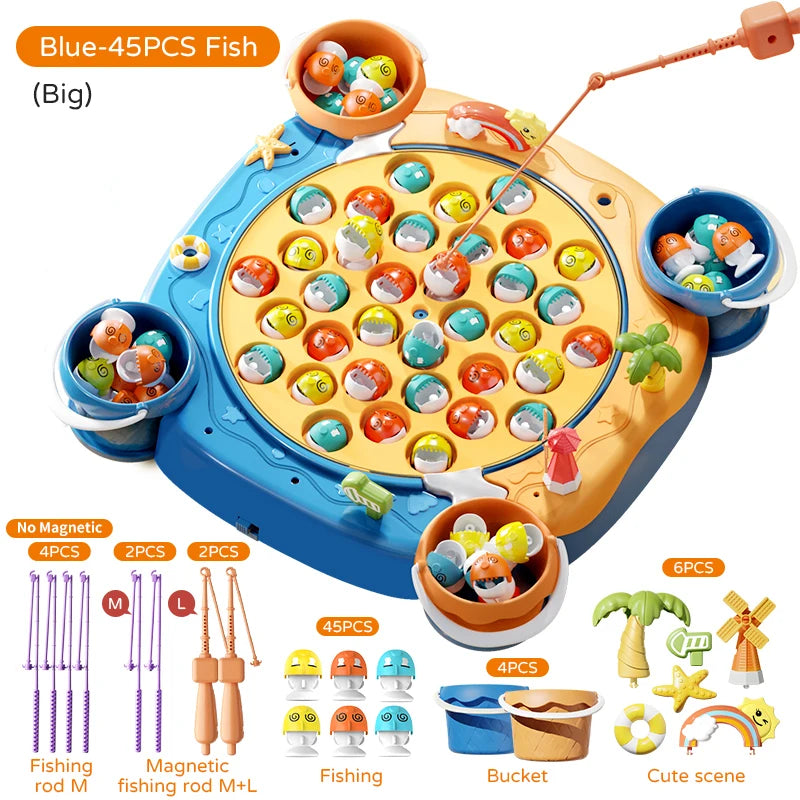 Kids Magnetic Fishing Play for Children Electric Fishing Toy Have Music Spinning Game Fish Rod Education Baby 3 Year Gifts