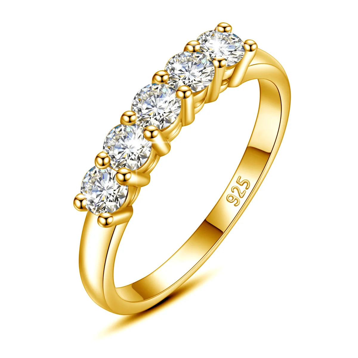 Elegant 5 Moissanite Diamond Ring