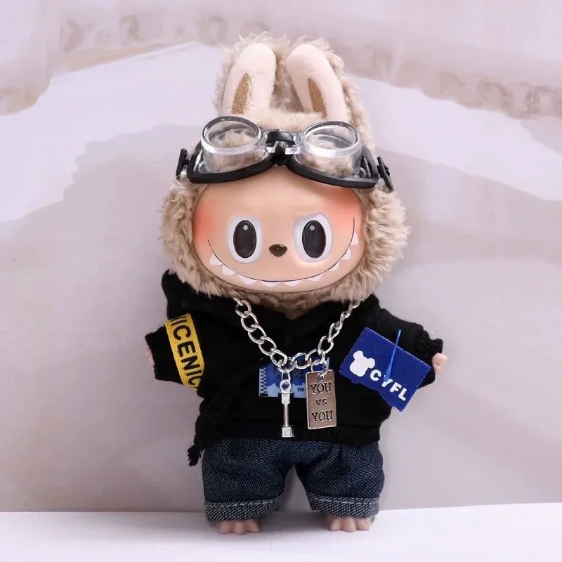 For 17cm Labubu Clothes II Idol Dolls Sitting Party The Monster Outfit Accessories Clothing DIY Kids Gift Hoodie And Jeans