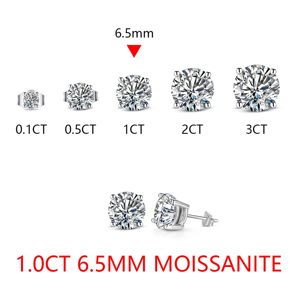 Sparkling Moissanite Stud Earrings – 925 Sterling Silver